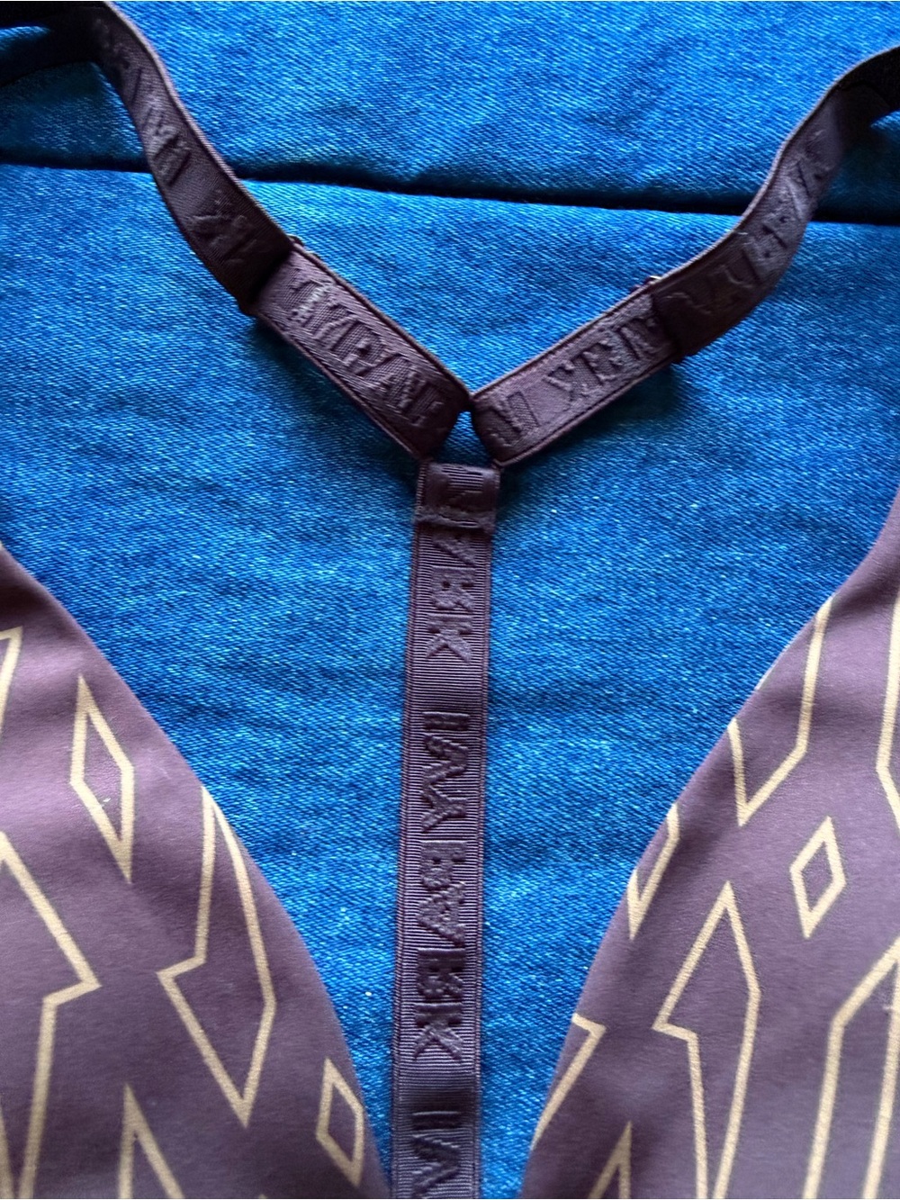 Adidas Ivy Park Sport Razor Back Bra with Gold Accent Pattern